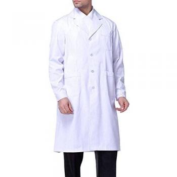 Sasairy Unisex Bata Médico Manga Larga Bata de Laboratorio Enfermera Sanitaria de Trabajo para Médicos Científico
