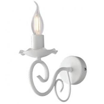Aplique de Pared Provenzal de Hierro Blanco Desgastado, 1 Luz, 17x23 cm