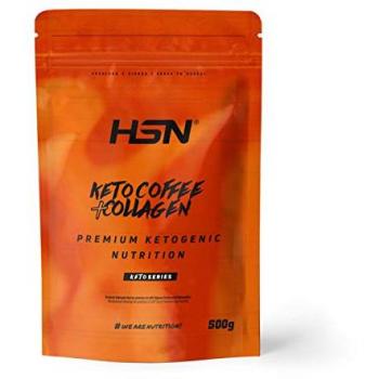 Café Instantáneo Keto con Colágeno Hidrolizado Bovino 500 g - 21 Tomas, 18 g de Colágeno por Dosis, No-GMO y Sin Gluten
