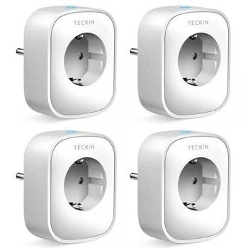 Enchufe Inteligente, 16A 3680W Enchufe WiFi Con Monitor de Energía, Compatible con Alexa & Google Home, Enchufe con Control Remoto y Función de Temporizado, Tomas de corriente alterna 4 Packs