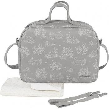 Bolso cambiador Pasito a pasito Toile de Jouy Forest con detalles en tonos verdes