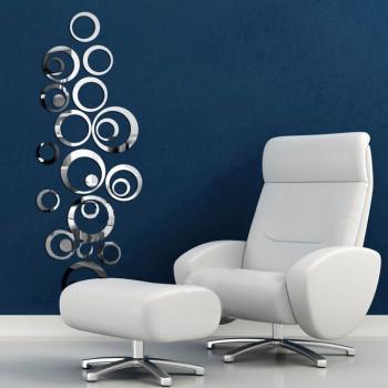 DDLBiz - Adhesivo mural, diseño de círculos de espejo