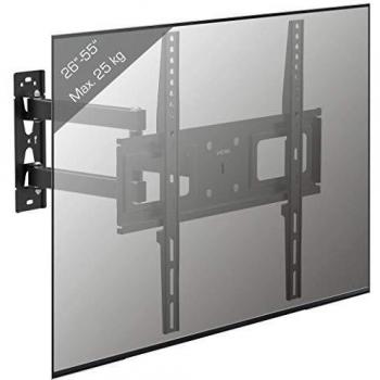 Soporte de pared para TV VESA B-SN 400, inclinable y giratorio, extensible, carga máxima 25 kg, color negro