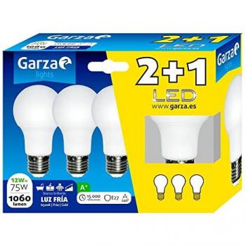 Pack de 3 Bombillas LED Estándar E27 12W, 1060 lm, Luz Fría, 6500 K