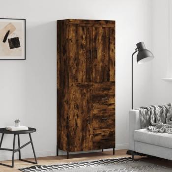 Aparador alto de madera contrachapada con roble ahumado 69,5x34x180 cm