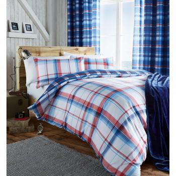 Catherine Lansfield St Ives Comprobar cama doble, azul, Cocha para cama doble