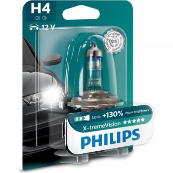Bombilla Halógena Philips X-TremeVision H4 12V 60/55W - Hasta un 130% más de luz