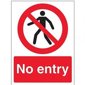 Señal de prohibición de acceso con texto en inglésNo Entry Pedestrian