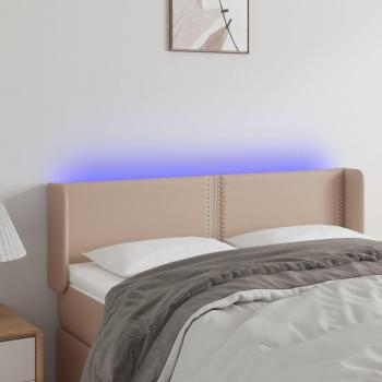 Cabecero con LED de Cuero Sintético Capuchino 147x16x78/88 cm