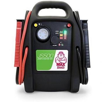 MAXTOOLS JS500 2200 A 22 Ah, Arrancador de Emergencia para Coches y Furgonetas, Motores Diésel y Gasolina de 12V, Cargador de Batería, con linterna LED, puerto USB y Cables de Arranque
