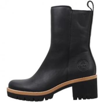 Botín de mujer Panama Jack Polet B1 en piel negra repelente al agua con cremallera, forro de piel, tacón cómodo y piso flexible antideslizante - Altura 3 CM
