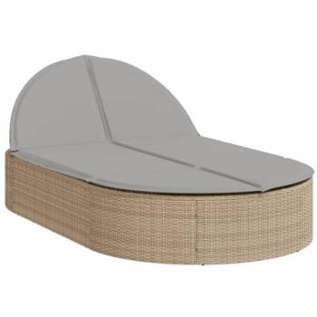 Tumbona doble con cojines ratán sintético beige