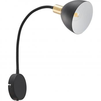 Aplique de pared Lindby Genora moderno en negro, hecho de metal, con enchufe, para salón y comedor, 1 lámpara E14