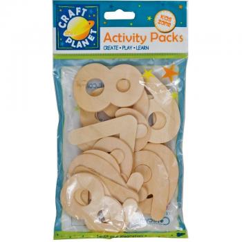 Craft Planet – 20 Piezas Número de Madera Natural, Color Beige