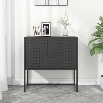 Anthracite Steel Sideboard with Storage Cabinet and Drawer, 29.5x13.8x29.5