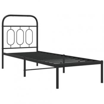 Estructura de cama con cabecero metal negro 75x190 cm