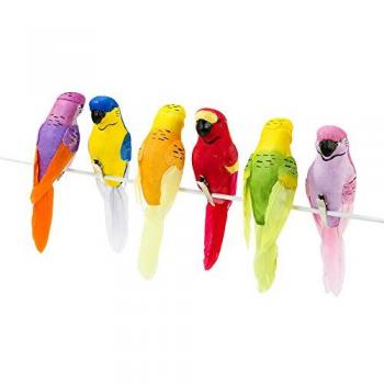Talking Tables Pack of 6 Tropical Bird Decorations for Garden | Clip on Budgies for Hawaiian Theme, Luau Summer Party, Fiesta, Tiki Bar Accessories, Metal, 17x14.5x4 cm
