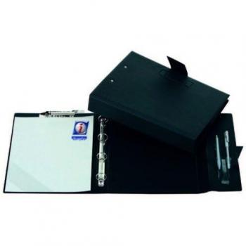 Carpeta de anillas con pinza Iberplas portaboligrafo burdeos