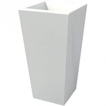 Maceta moderna rectangular de resina modelo Egizio Liscio altura 90 cm color blanco