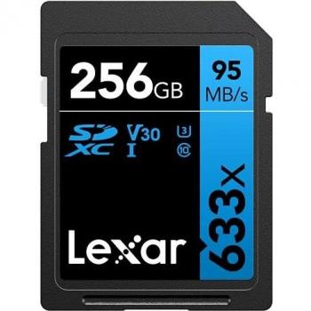 Lexar Profesional 633x Tarjeta SD 256GB, Tarjeta SDXC UHS-I, Hasta 95 MB/s de Lectura, para DSLR de gama media, Videocámara HD, Cámara 3D