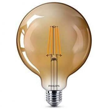 Philips LED bombilla forma globo, consumo de 8W equivalente a 50 W de una bombilla incandescente, casquillo gordo E27 luz blanca cálida, efecto ahumado