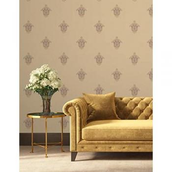 Papel Pintado Vinílico Flor Hindú Textura Tela Tejida en Relieve - Rollo 10 m x 1,06 m