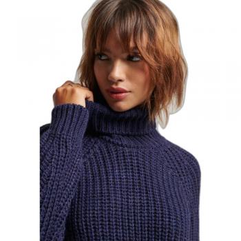 Superdry Women's Slouchy Stitch Roll Neck Knit Pullover in Navy Marl