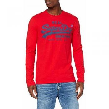 Superdry Vintage Logo 1st Duo LS tee Camiseta Casual, Rojo