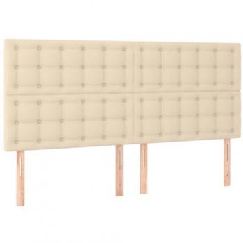 Cabecero de Cama con Luces LED Tapizado en Tela Crema 200x5x118/128 cm