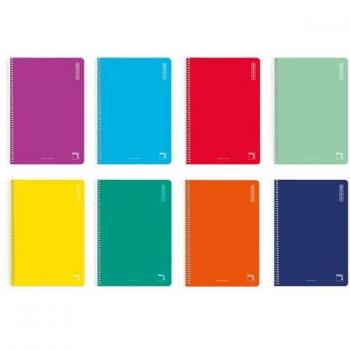 Cuaderno Pacsa Basic 80 Hojas Cuadriculado 4x4 con Margen Tamaño Cuarto Tapas de Cartón Colores Surtidos - Pack de 10