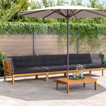 4-Piece Acacia Wood Garden Pallet Sofa Set with Cushions