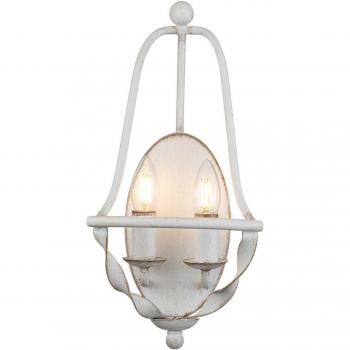 Aplique de pared industrial nórdico Bradbury, 2 luces E14, blanco antiguo
