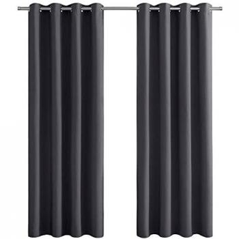 PONY DANCE Cortinas Opacas Modernas - Térmicas Aislantes Frío Calor para Salón Cuarto, 2 Piezas, 140 x 175 cm, Gris