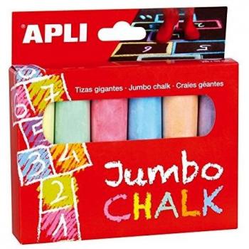 APLI Kids - Caja tiza redonda, colores surtidos - 6 Uds., diámetro 25 x 105 mm