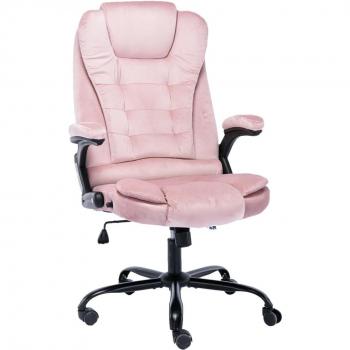 Silla de oficina de terciopelo rosa Día y Noche