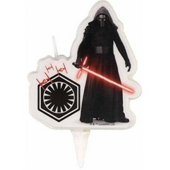 dekora Vela de Cumpleaños en 2D de Kylo Ren-Primera Orden y Tie Fighter de Star Wars, Cera, Negro, Blanco y Rojo, 7,5 cm