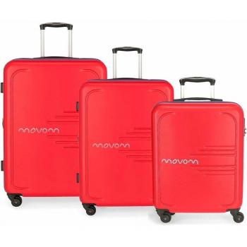 Movom Flash Juego de maletas Rojo 55/69/79 cms Rígida ABS Cierre combinación 242L 4 Ruedas Equipaje de Mano