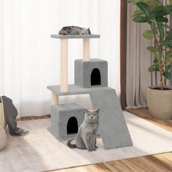 Poste rascador para gatos Day and Night con postes de sisal gris claro de 82 cm