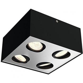 Foco LED Cuadrado Philips myLiving Box 4 luces negro 4x 4,5W Warmglow 2000lm
