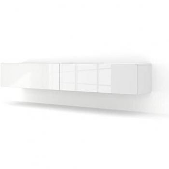 Mueble TV Suspendido Bingo - Beige y Blanco Brillante - 180 cm con 2 Puertas