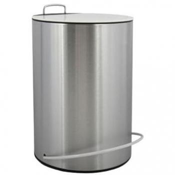 Cubo de Basura con Pedal Unna 5L Acero Inoxidable Blanco - Papelera Elegante para Baño, Cocina y Oficina