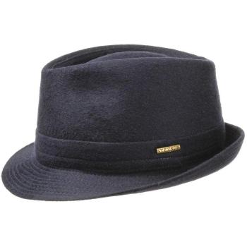 Stetson Benavides Trilby Sombrero Mujer/Hombre - Sombrero de Fieltro de Lana - Fabricado en Italia - Sombrero de Hombre Invierno con Revestimiento de teflón - Otoño/Invierno Azul 57 cm