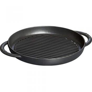 STAUB Grill Doble asa Redondo, Hierro Fundido, Negro Mate, 26 cm