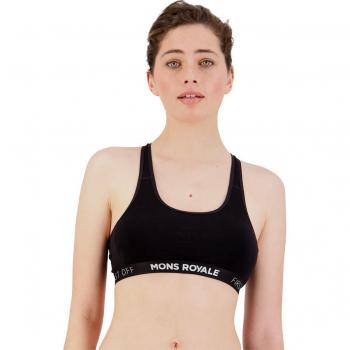 Mons Royale Sujetador Deportivo Sierra Negro - Sujetador deportivo, color negro, diseño de soporte medio, tejido transpirable y de secado rápido, adecuado para actividades deportivas