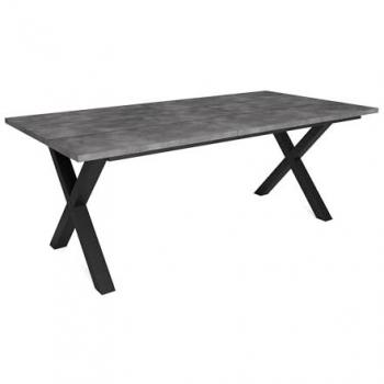 Mesa Comedor Fija Industrial 200cm para 10 Comensales con Patas de Madera Maciza y Acabado en Cemento