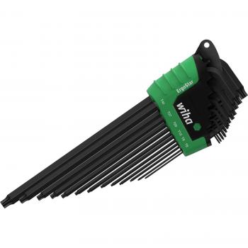 Juego de llaves Allen Wiha ErgoStar TORX® MagicSpring®, con cabeza esférica, 14 unidades, acabado en oxidación negra, en blíster
