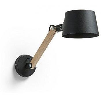 Kave Home - Aplique de Pared Muse Negro de Madera de Haya y Acero