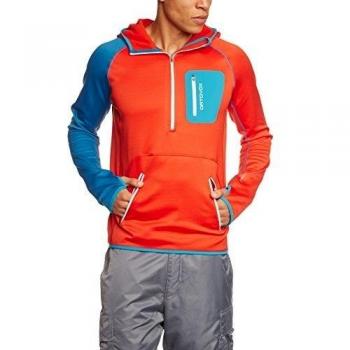 Ortovox Hoodie Merino Fleece Zip Neck - Sudadera para hombre, color naranja, talla M