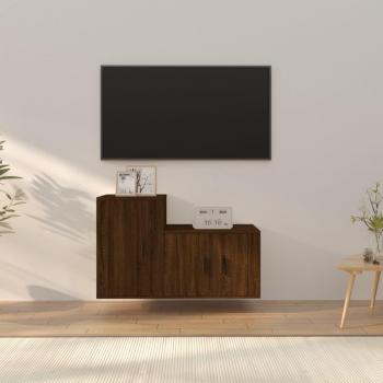 Set de muebles para TV 2 piezas marrón madera roble multicapa