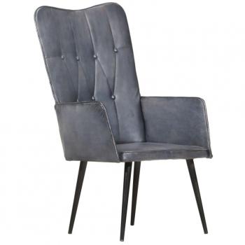 Silla Wingback de cuero genuino gris canela Vidaxl